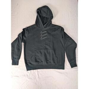 Nike Women's Medium Black Fleece Hoodie Rhinestone Triple Swoosh Pullover...